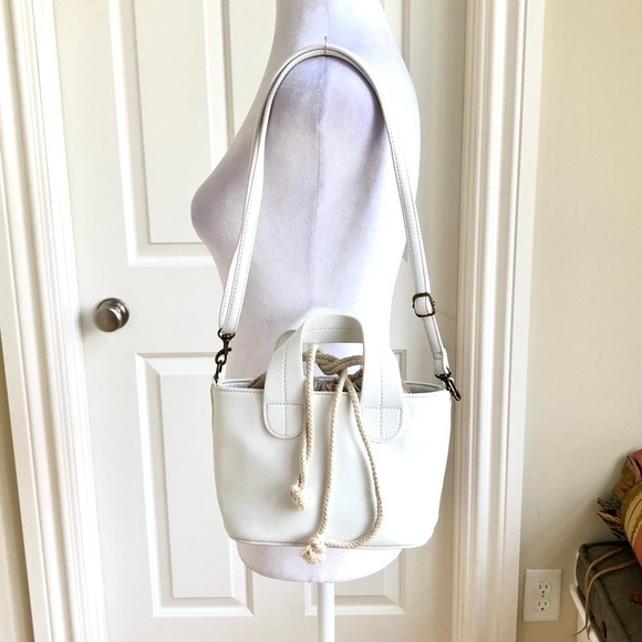 Nordstrom Handbags - Nordstrom Bag Crossbody Shoulder with Drawstring Top in Ivory Faux Leather